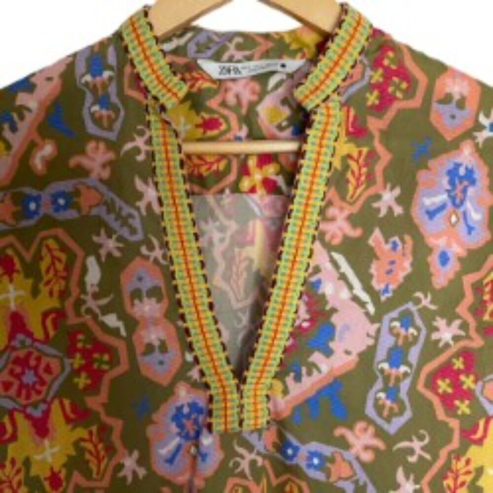 Zara Long Sleeve Printed Top Small - Picture 5 of 5